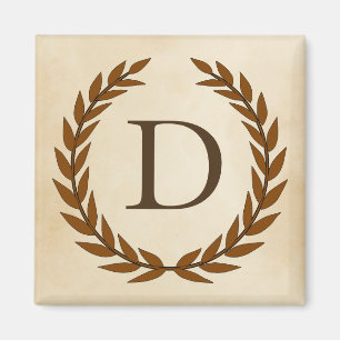 Laurel Wand on Parchment Monogram Initial D Magnet