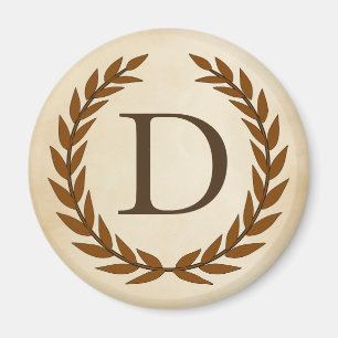 Laurel Wand on Parchment Monogram Initial D Magnet