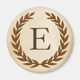 Laurel Wand on Parchment Monogram Initial E Magnet
