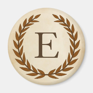 Laurel Wand on Parchment Monogram Initial E Magnet