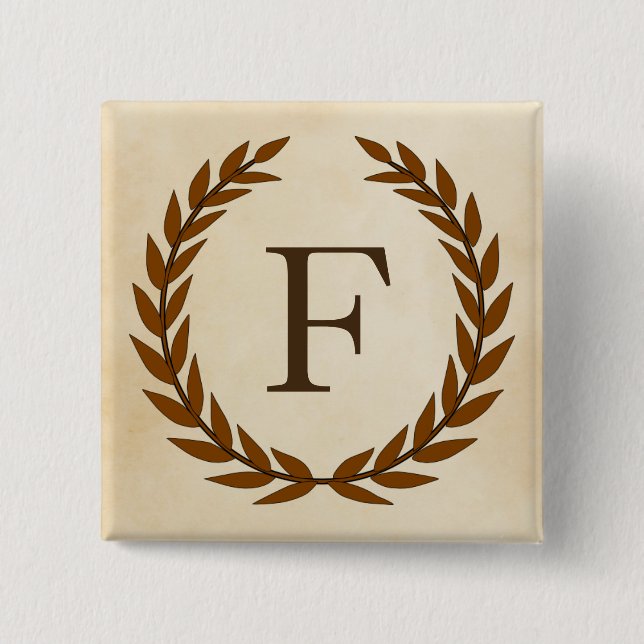 Laurel Wand on Parchment Monogram Initial F Knapp (Framsida)
