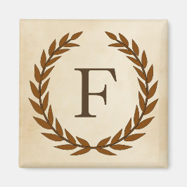 Laurel Wand on Parchment Monogram Initial F Magnet
