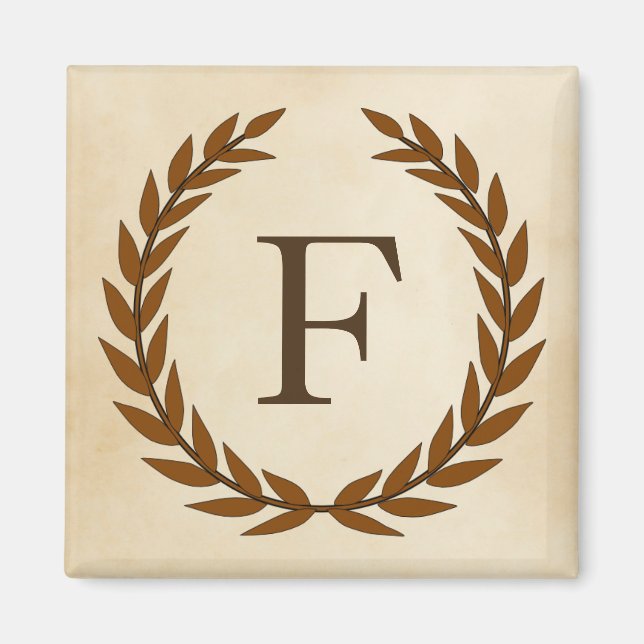 Laurel Wand on Parchment Monogram Initial F Magnet (Framsidan)
