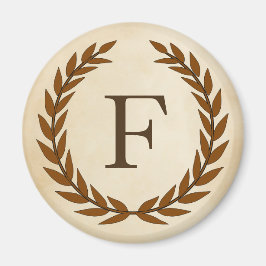Laurel Wand on Parchment Monogram Initial F Magnet