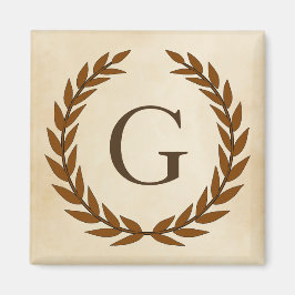 Laurel Wand on Parchment Monogram Initial G Magnet