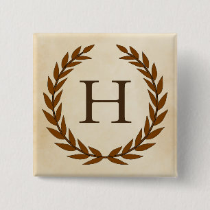 Laurel Wand on Parchment Monogram Initial H Knapp