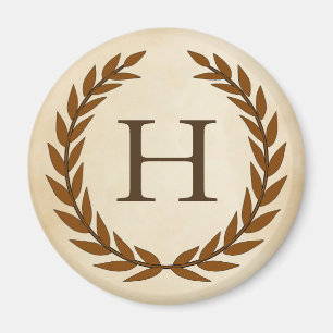 Laurel Wand on Parchment Monogram Initial H Magnet