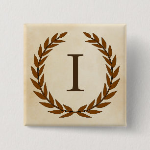 Laurel Wand on Parchment Monogram Initial I Knapp