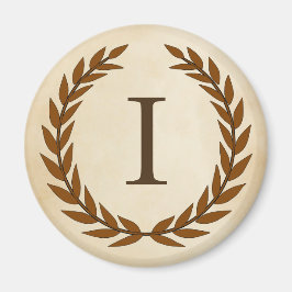 Laurel Wand on Parchment Monogram Initial I Magnet