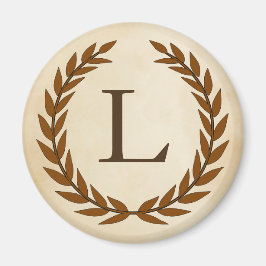 Laurel Wand on Parchment Monogram Initial L Magnet