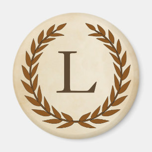 Laurel Wand on Parchment Monogram Initial L Magnet