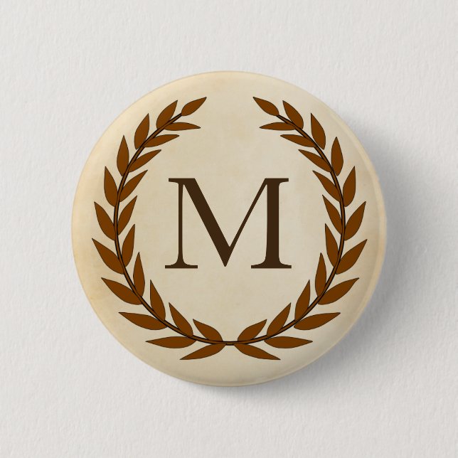 Laurel Wand on Parchment Monogram Initial me Knapp (Framsida)