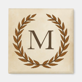 Laurel Wand on Parchment Monogram Initial me Magnet