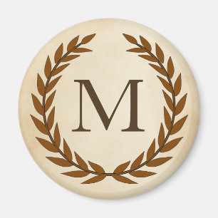Laurel Wand on Parchment Monogram Initial me Magnet
