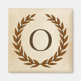 Laurel Wand on Parchment Monogram Initial O Magnet