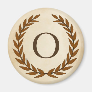 Laurel Wand on Parchment Monogram Initial O Magnet