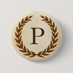 Laurel Wand on Parchment Monogram Initial P Knapp
