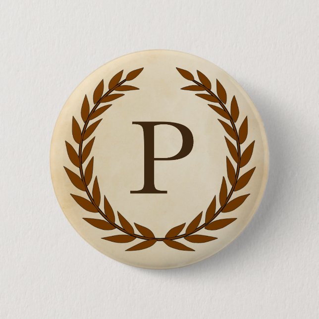 Laurel Wand on Parchment Monogram Initial P Knapp (Framsida)