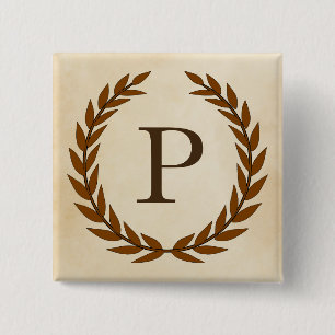 Laurel Wand on Parchment Monogram Initial P Knapp