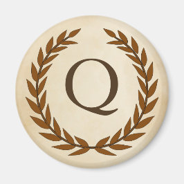 Laurel Wand on Parchment Monogram Initial Q Magnet