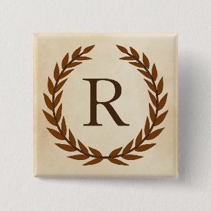 Laurel Wand on Parchment Monogram Initial R Knapp