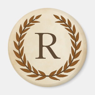 Laurel Wand on Parchment Monogram Initial R Magnet