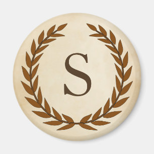 Laurel Wand on Parchment Monogram Initial S Magnet