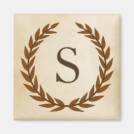 Laurel Wand on Parchment Monogram Initial S Magnet