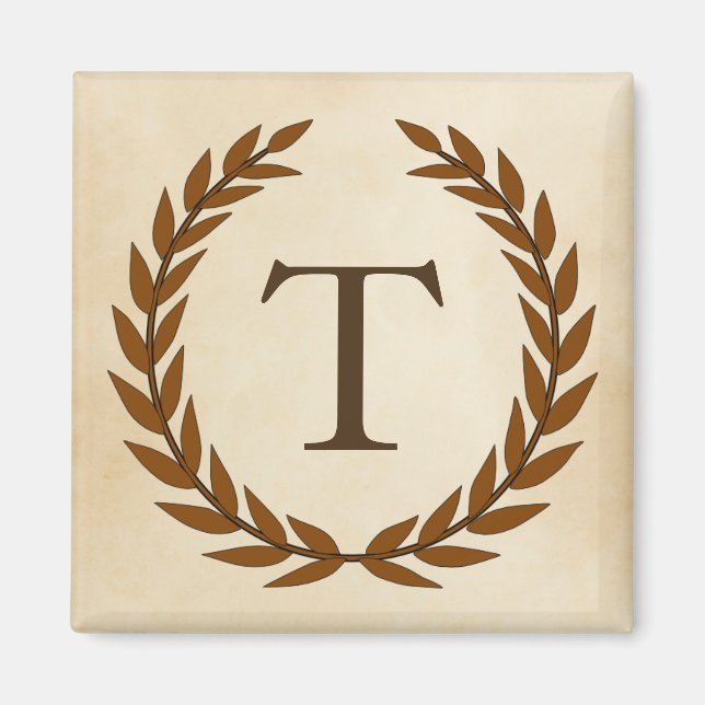 Laurel Wand on Parchment Monogram Initial T Magnet (Framsidan)