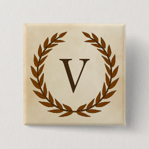 Laurel Wand on Parchment Monogram Initial V Knapp