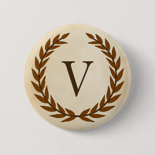 Laurel Wand on Parchment Monogram Initial V Knapp