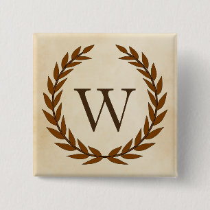 Laurel Wand on Parchment Monogram Initial W Knapp