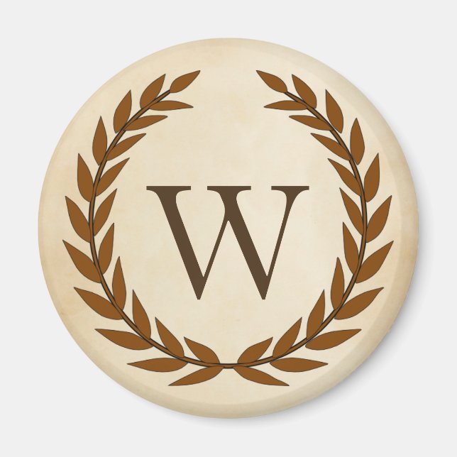 Laurel Wand on Parchment Monogram Initial W Magnet (Framsidan)
