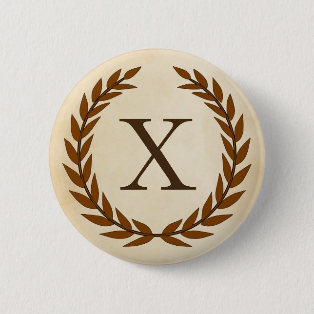 Laurel Wand on Parchment Monogram Initial X Knapp (Framsida)