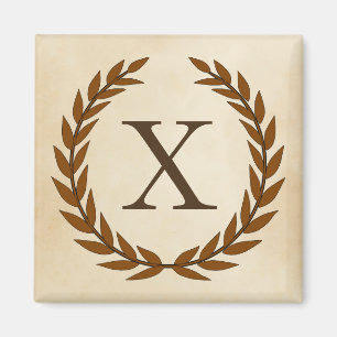 Laurel Wand on Parchment Monogram Initial X Magnet