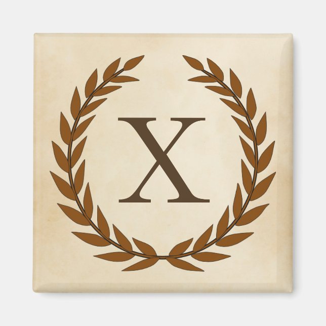 Laurel Wand on Parchment Monogram Initial X Magnet (Framsidan)