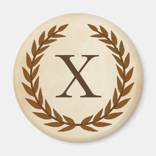 Laurel Wand on Parchment Monogram Initial X Magnet