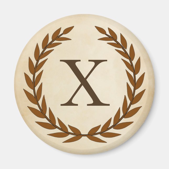 Laurel Wand on Parchment Monogram Initial X Magnet (Framsidan)