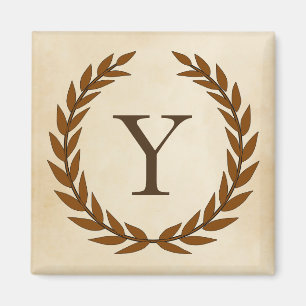Laurel Wand on Parchment Monogram Initial Y Magnet