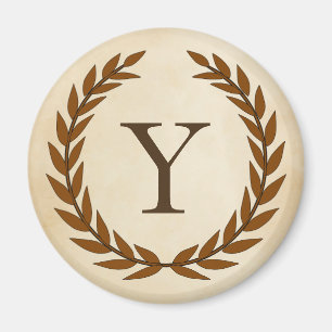 Laurel Wand on Parchment Monogram Initial Y Magnet