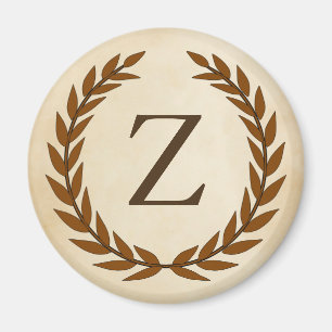 Laurel Wand on Parchment Monogram Initial Z Magnet