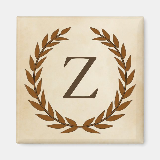 Laurel Wand on Parchment Monogram Initial Z Magnet (Framsidan)