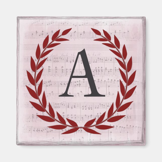 Laurel Wandan Lakan Music Monogram Initial A Magnet (Framsidan)