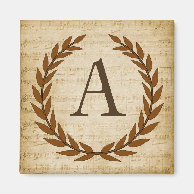 Laurel Wandan Lakan Music Monogram Initial A Magnet (Framsidan)