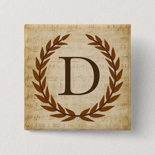 Laurel Wandan Lakan Music Monogram Initial D Knapp (Framsida)