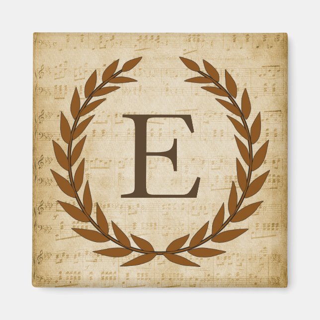 Laurel Wandan Lakan Music Monogram Initial E Magnet (Framsidan)