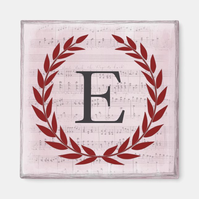 Laurel Wandan Lakan Music Monogram Initial E Magnet (Framsidan)