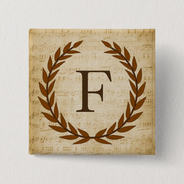 Laurel Wandan Lakan Music Monogram Initial F Knapp (Framsida)
