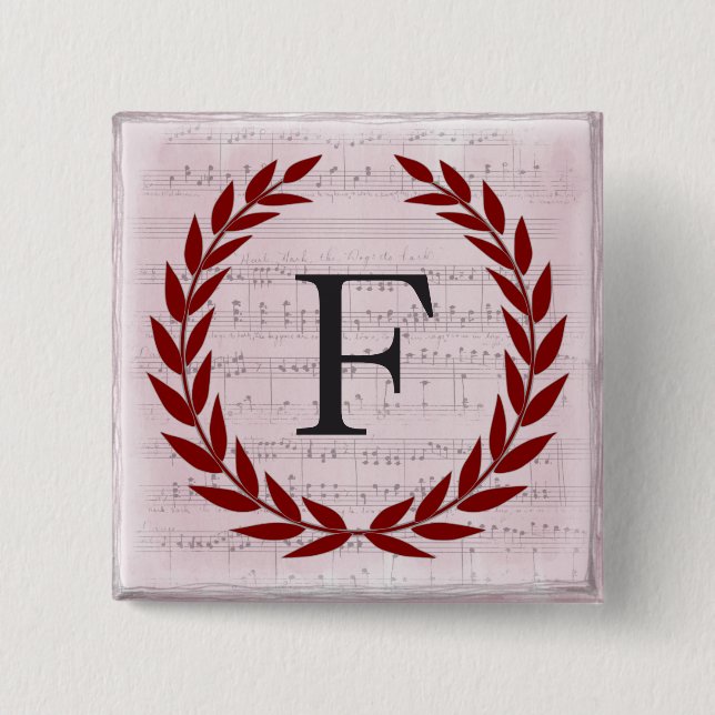 Laurel Wandan Lakan Music Monogram Initial F Knapp (Framsida)