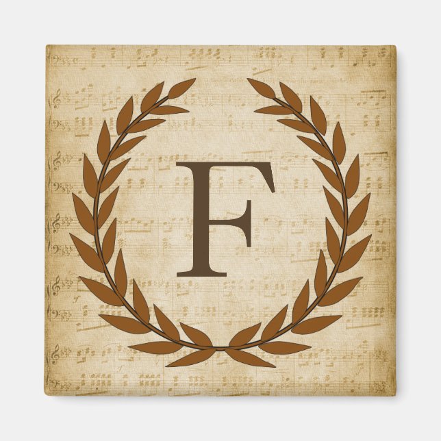 Laurel Wandan Lakan Music Monogram Initial F Magnet (Framsidan)